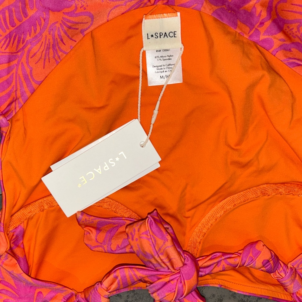 L*Space Pink and Orange Floral One Piece Swimsuit NWT - Picture 8 of 9